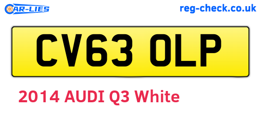 CV63OLP are the vehicle registration plates.