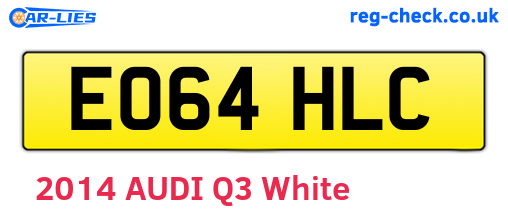 EO64HLC are the vehicle registration plates.