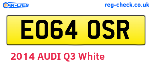 EO64OSR are the vehicle registration plates.