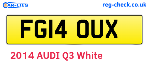FG14OUX are the vehicle registration plates.