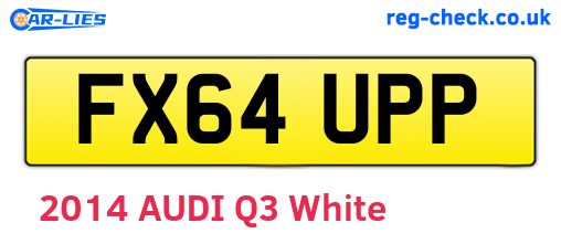 FX64UPP are the vehicle registration plates.