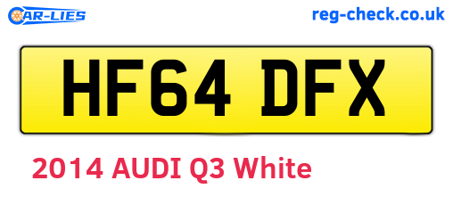 HF64DFX are the vehicle registration plates.