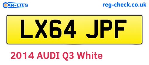 LX64JPF are the vehicle registration plates.