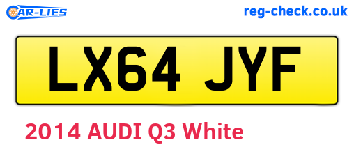 LX64JYF are the vehicle registration plates.