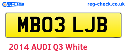 MB03LJB are the vehicle registration plates.