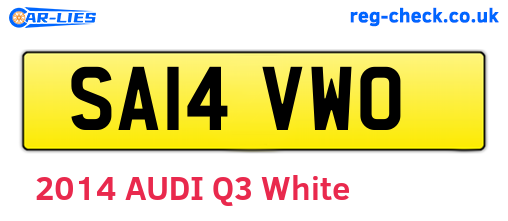 SA14VWO are the vehicle registration plates.