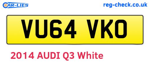 VU64VKO are the vehicle registration plates.