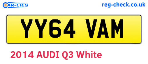 YY64VAM are the vehicle registration plates.