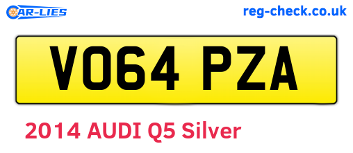 VO64PZA are the vehicle registration plates.