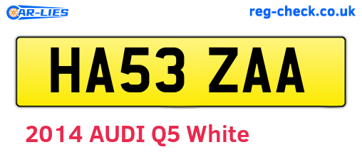 HA53ZAA are the vehicle registration plates.