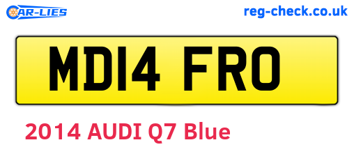MD14FRO are the vehicle registration plates.