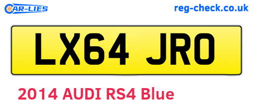LX64JRO are the vehicle registration plates.