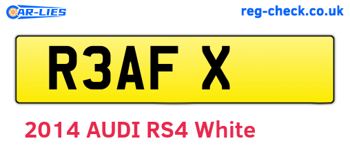 R3AFX are the vehicle registration plates.