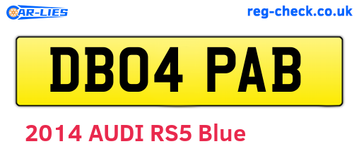 DB04PAB are the vehicle registration plates.