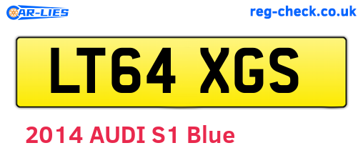 LT64XGS are the vehicle registration plates.