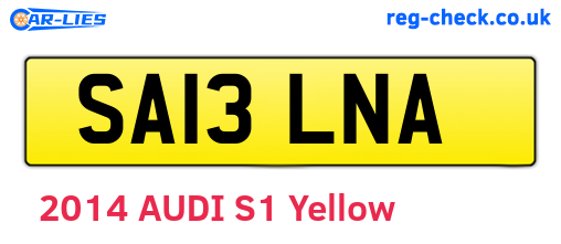 SA13LNA are the vehicle registration plates.