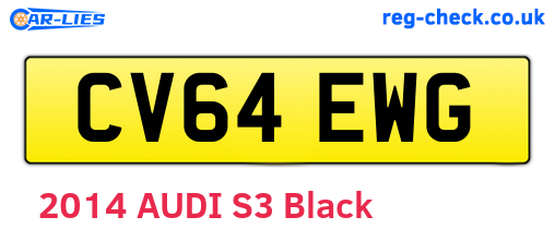 CV64EWG are the vehicle registration plates.