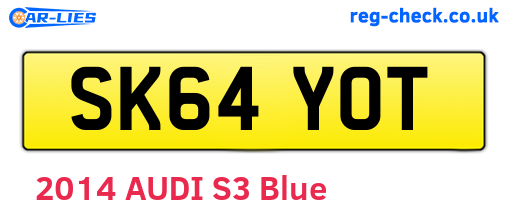 SK64YOT are the vehicle registration plates.