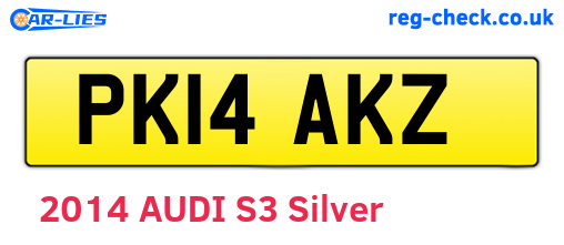 PK14AKZ are the vehicle registration plates.