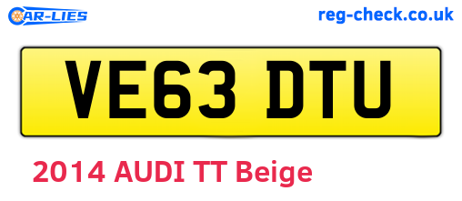 VE63DTU are the vehicle registration plates.
