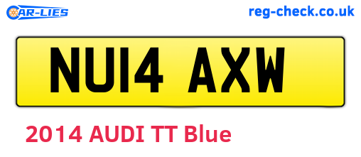NU14AXW are the vehicle registration plates.