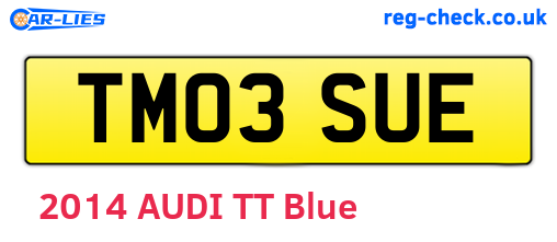 TM03SUE are the vehicle registration plates.
