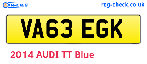 VA63EGK are the vehicle registration plates.