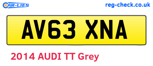 AV63XNA are the vehicle registration plates.