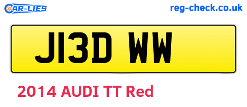 J13DWW are the vehicle registration plates.