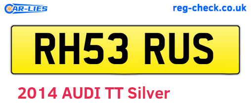 RH53RUS are the vehicle registration plates.