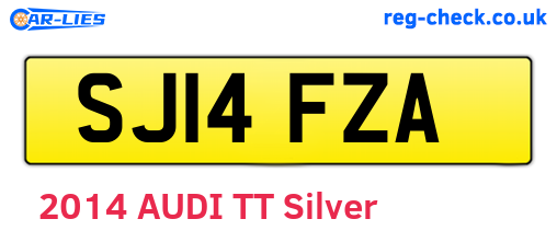 SJ14FZA are the vehicle registration plates.