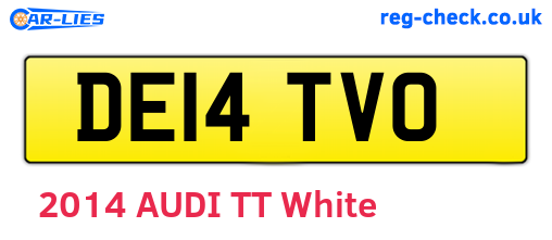 DE14TVO are the vehicle registration plates.