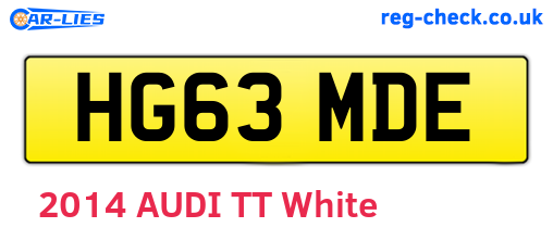 HG63MDE are the vehicle registration plates.