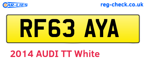 RF63AYA are the vehicle registration plates.