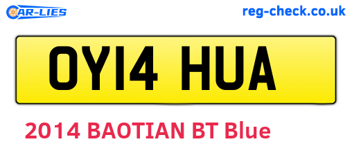 OY14HUA are the vehicle registration plates.