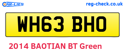 WH63BHO are the vehicle registration plates.