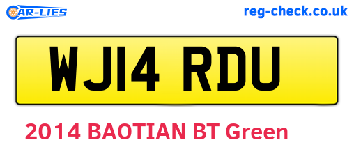 WJ14RDU are the vehicle registration plates.
