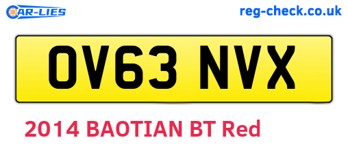 OV63NVX are the vehicle registration plates.