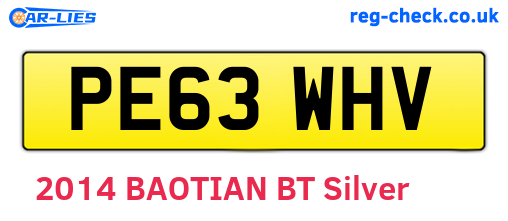 PE63WHV are the vehicle registration plates.