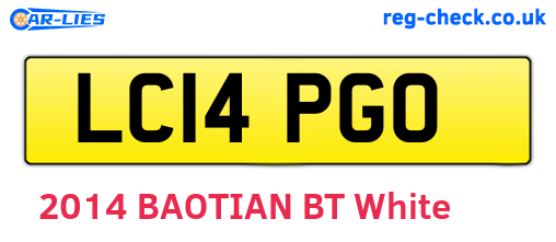 LC14PGO are the vehicle registration plates.