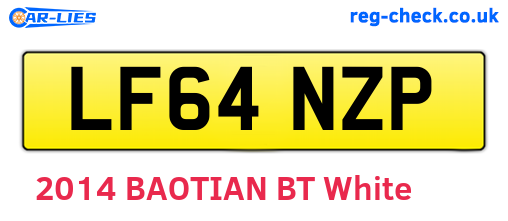 LF64NZP are the vehicle registration plates.