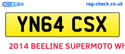 YN64CSX are the vehicle registration plates.