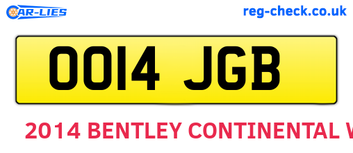 OO14JGB are the vehicle registration plates.