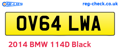 OV64LWA are the vehicle registration plates.