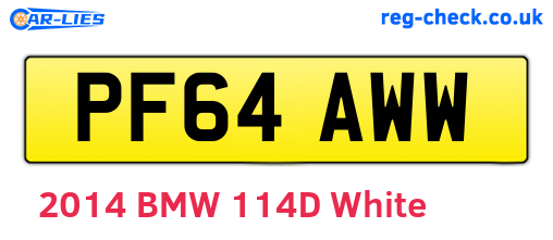 PF64AWW are the vehicle registration plates.