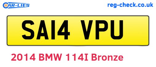 SA14VPU are the vehicle registration plates.