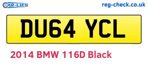 DU64YCL are the vehicle registration plates.