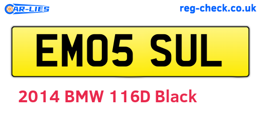 EM05SUL are the vehicle registration plates.