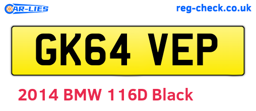 GK64VEP are the vehicle registration plates.