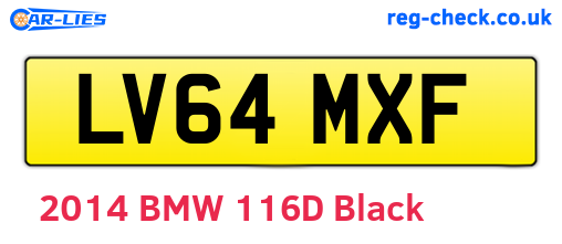 LV64MXF are the vehicle registration plates.
